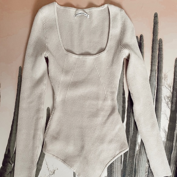 Two Abercrombie ribbed bodysuits, black and tan - Picture 4 of 5